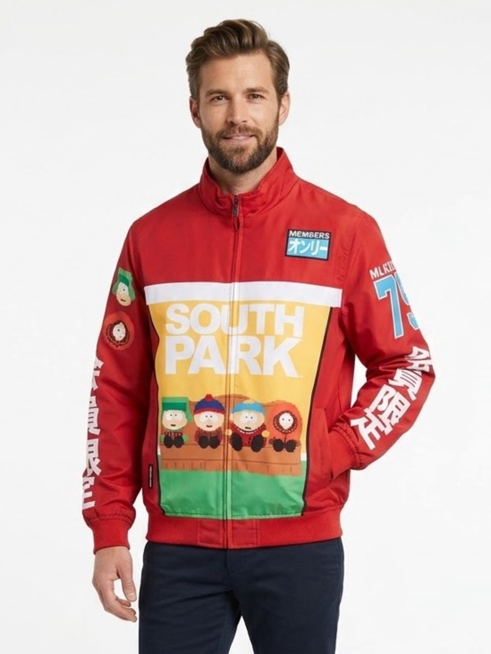 NWT Members Only x South Park 8-Bit Pixel Graphic Windbreaker Jacket Red M